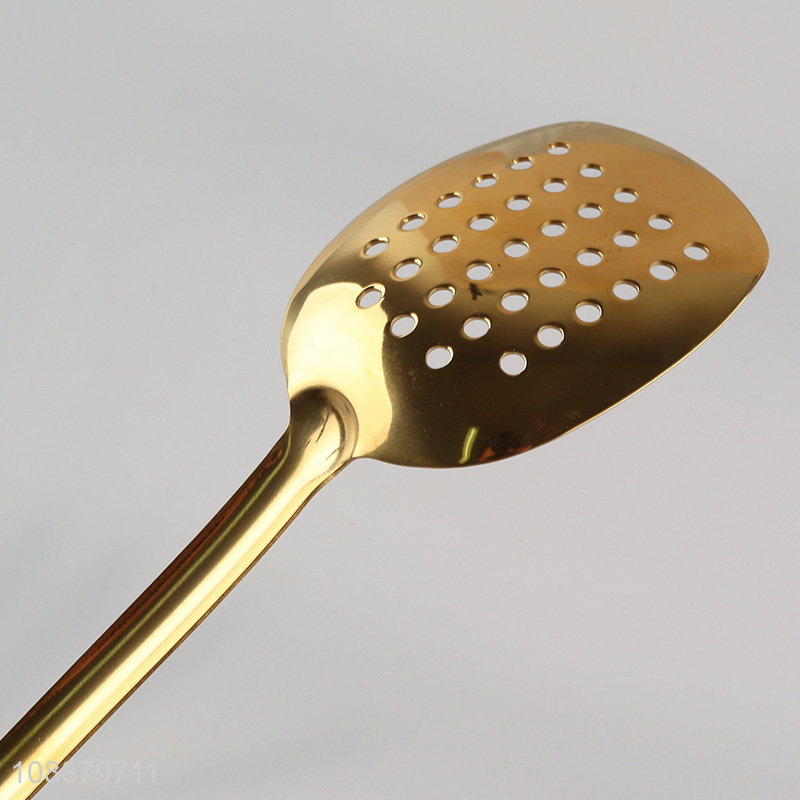 Most popular golden kitchen utensils slotted ladle spoon