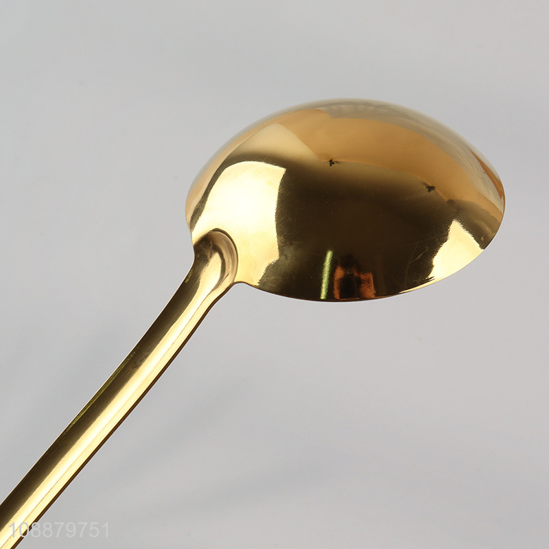 Factory supply long handle golden soup ladle for kitchen utensils