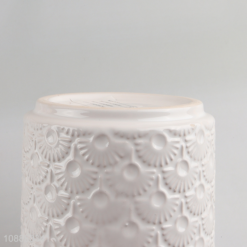 Hot Selling Embossed Ceramic Flower Pot Porcelain Succulent Planter