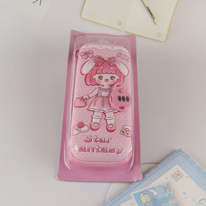 Yiwu factory girls pink stationery pencil case with coded lock