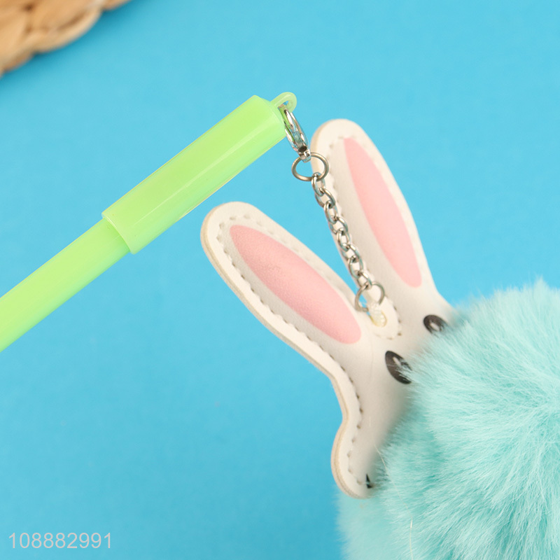 Hot products plush rabbit ball cute pompom pen for writing