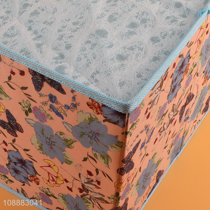 Factory Price Non-Woven Storage Bin Floral Print Fabric Storage Container