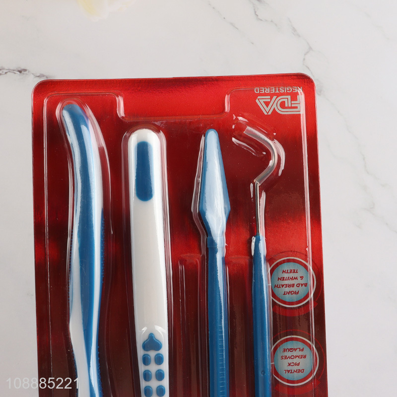 Good quality 4pcs dental hygiene tools set personal oral care kit