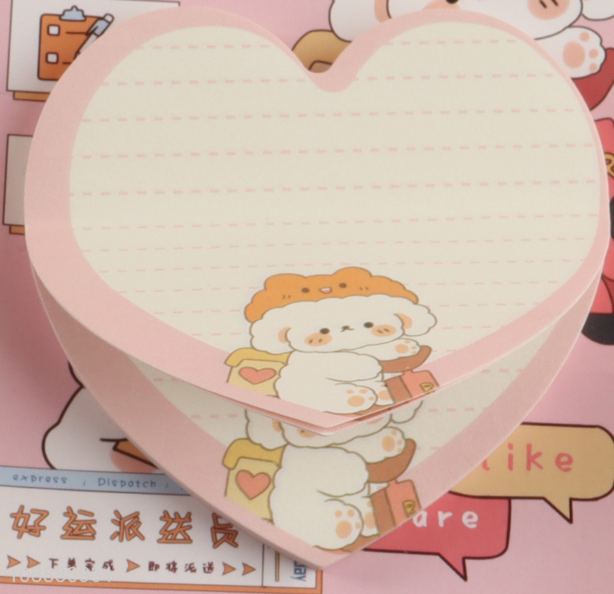 Wholesale 70-sheet cute heart shaped sticky notes for office school