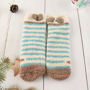 Good quality women's slipper socks winter fuzzy microfiber socks