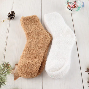 Hot selling women's slipper socks winter fuzzy microfiber socks