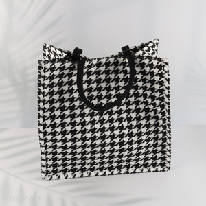 Good quality houndstooth tote bag casual canvas handbag laptop bag