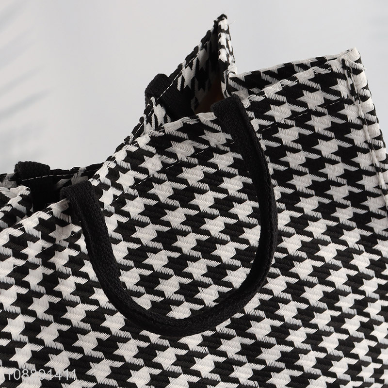 Good quality houndstooth tote bag casual canvas handbag laptop bag