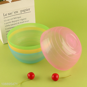 New arrival 4 pack colorful unbreakable plastic bowls salad bowls