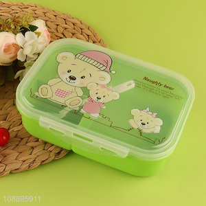 Wholesale 3-compartment lunch box with spoon for kids boys girls