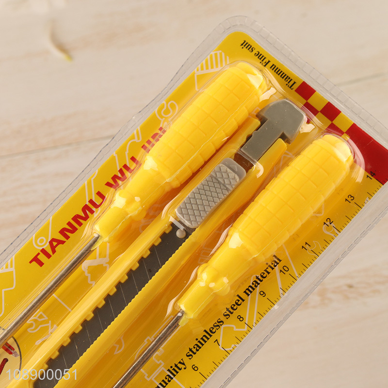 Online wholesale combination tools set with screwdrivers & retractable box cutter