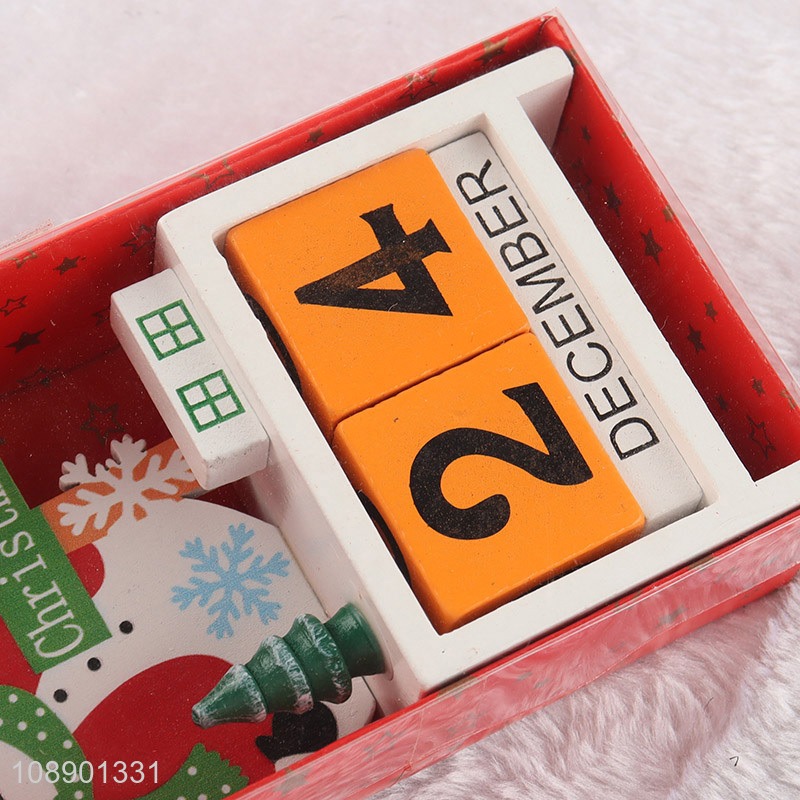 Wholesale Wooden Christmas Snowman Advent Calendar Counterdown Desk Calender