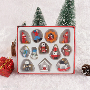Good Quality 12PCS Mini Wooden Christmas Tree Ornaments Xmas Gift Tags