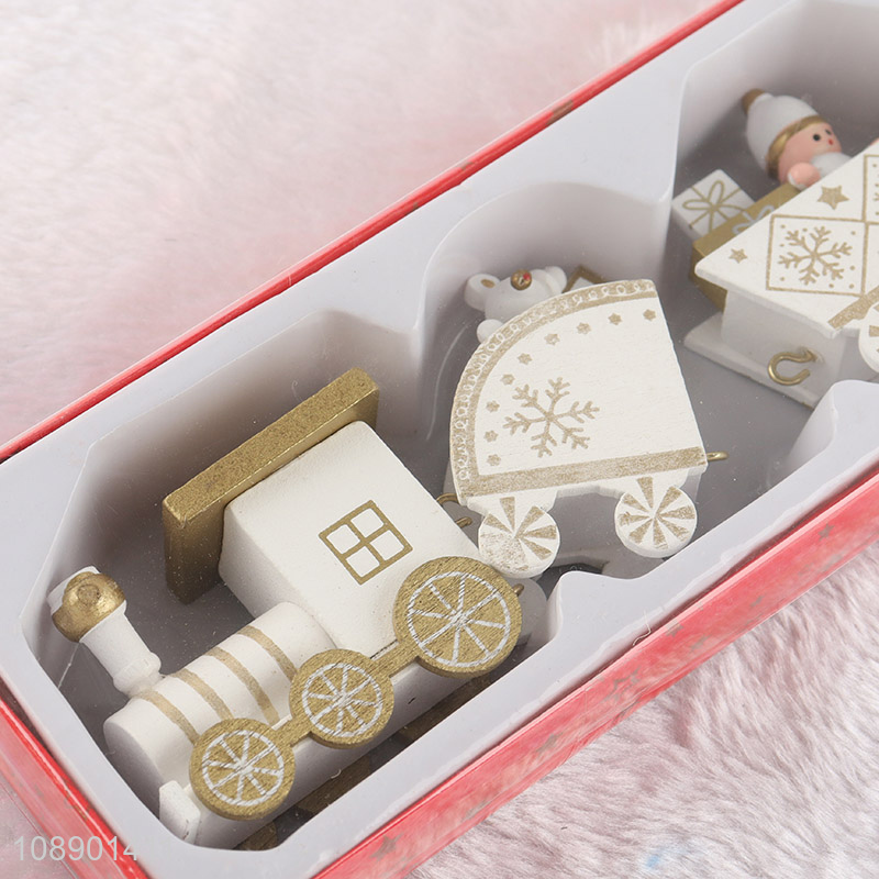 Wholesale Mini Painted Christmas Wooden Train Tabletop Ornaments for Toddlers