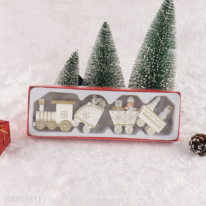 Wholesale Mini Painted Christmas Wooden Train Tabletop Ornaments for Toddlers