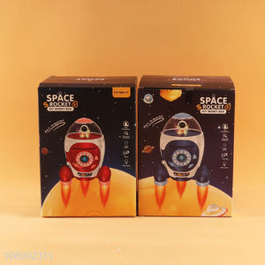Good selling children space rocket diy money box coin bank toys