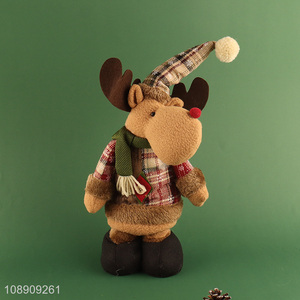 Wholesale Christmas Elk Plush Figurine Doll Xmas Tabletop Ornaments