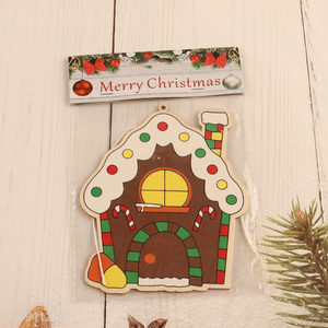 New Arrival Painted Wooden House Pendants Christmas Tree Ornaments