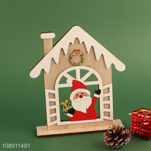 Factory Supply Christmas Wooden House Ornaments Wooden Desktop Ornaments