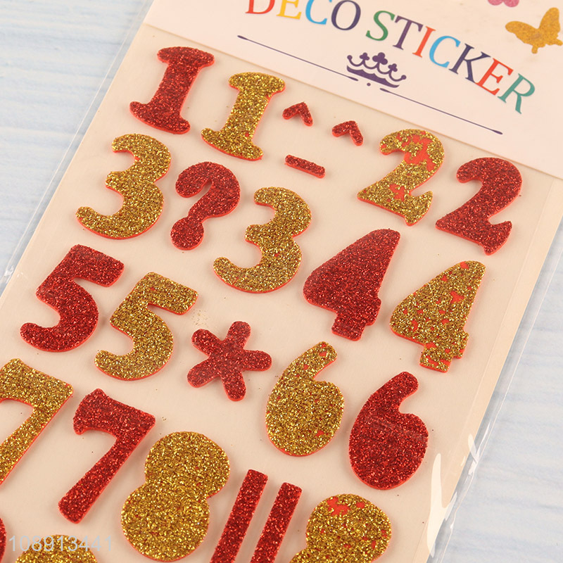 Good Quality Glitter Foam Self Adhesive Number Stickers