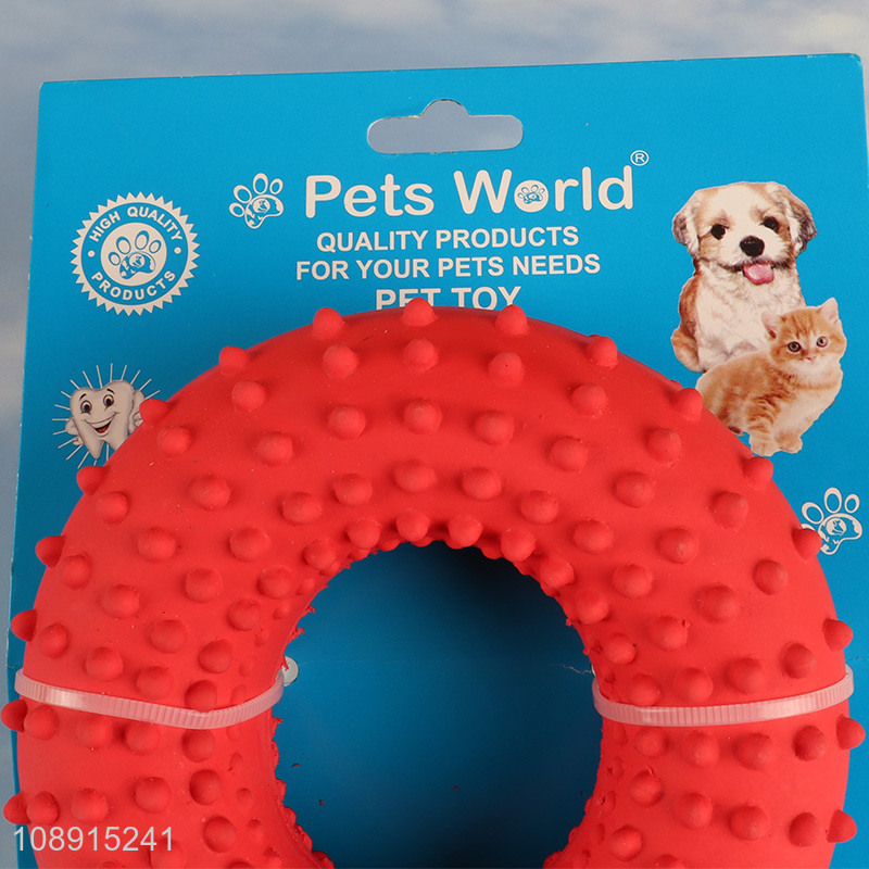 Wholesale bite resistant latex dog chew ring toy puppy teething toy