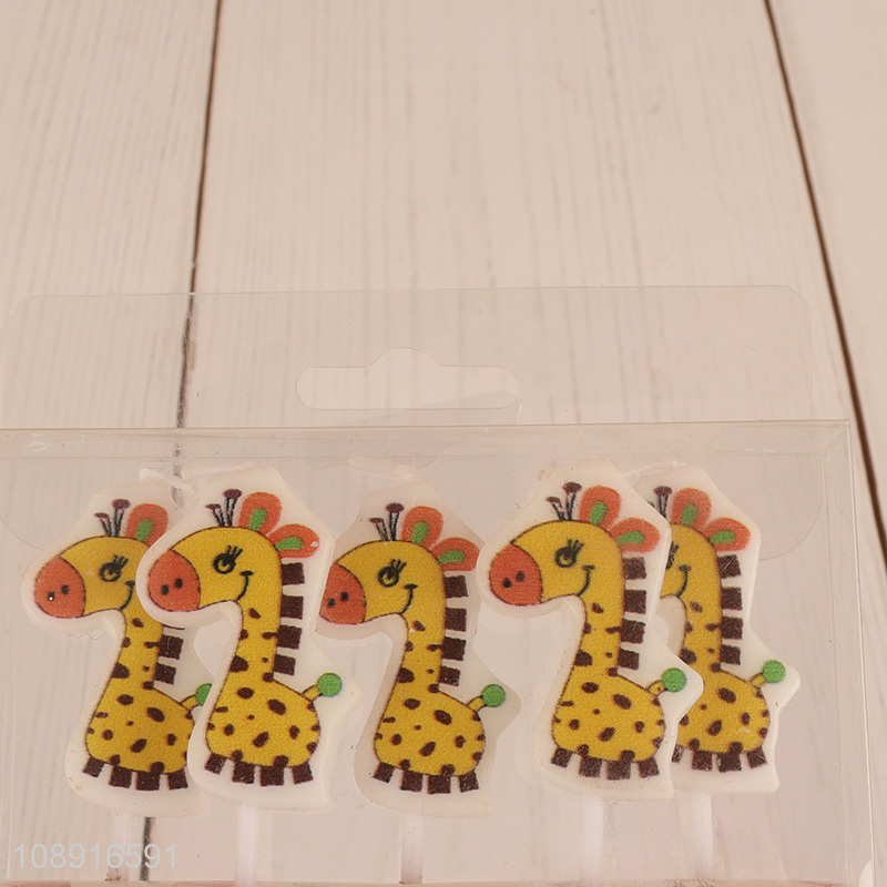 Top selling cartoon giraffe shaped 5pcs birthday candy party candle