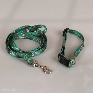 Factory Supply Heavy Duty Christmas <em>Dog</em> <em>Collar</em> and Leash Set