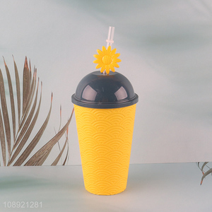 New product 520ml plastic water cup with straw&lid