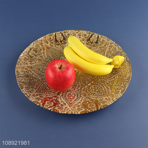 New arrival golden round food <em>plate</em> fruits <em>plate</em> for decoration