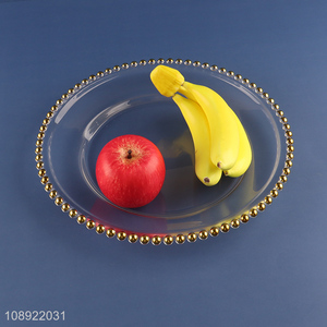 Yiwu market clear round glass decorative dessert <em>plate</em> fruit <em>plate</em>