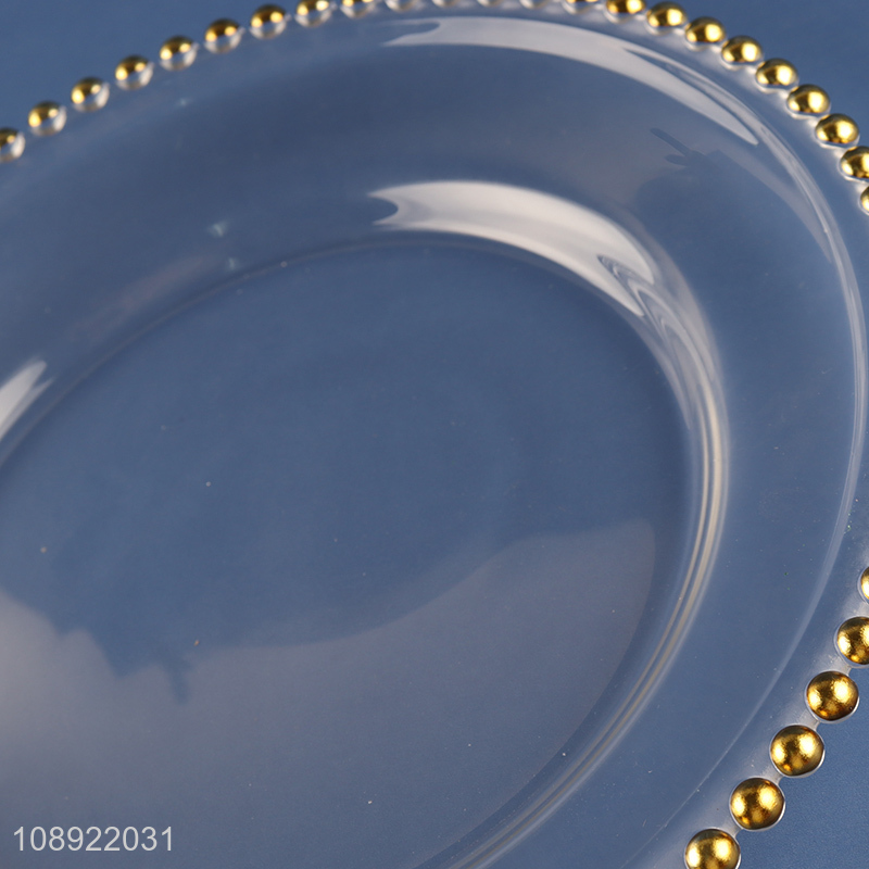 Yiwu market clear round glass decorative dessert plate fruit plate