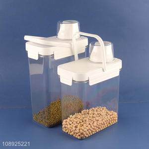 Yiwu market clear dry food cereal storage container jar with handle