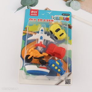 Best selling traffic series kids stationery eraser set wholesale