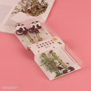 New Arrival 2PCS Bamboo Shaped Glass Straws with Panda Straw Cover