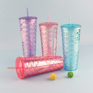 Top selling plastic straw cup water cup with light