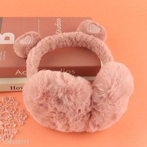 China products pink plush girls winter earmuffs for outdoor