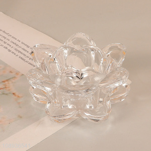 New Product Lotus Shape Glass Candle Holder for Table Centerpieces