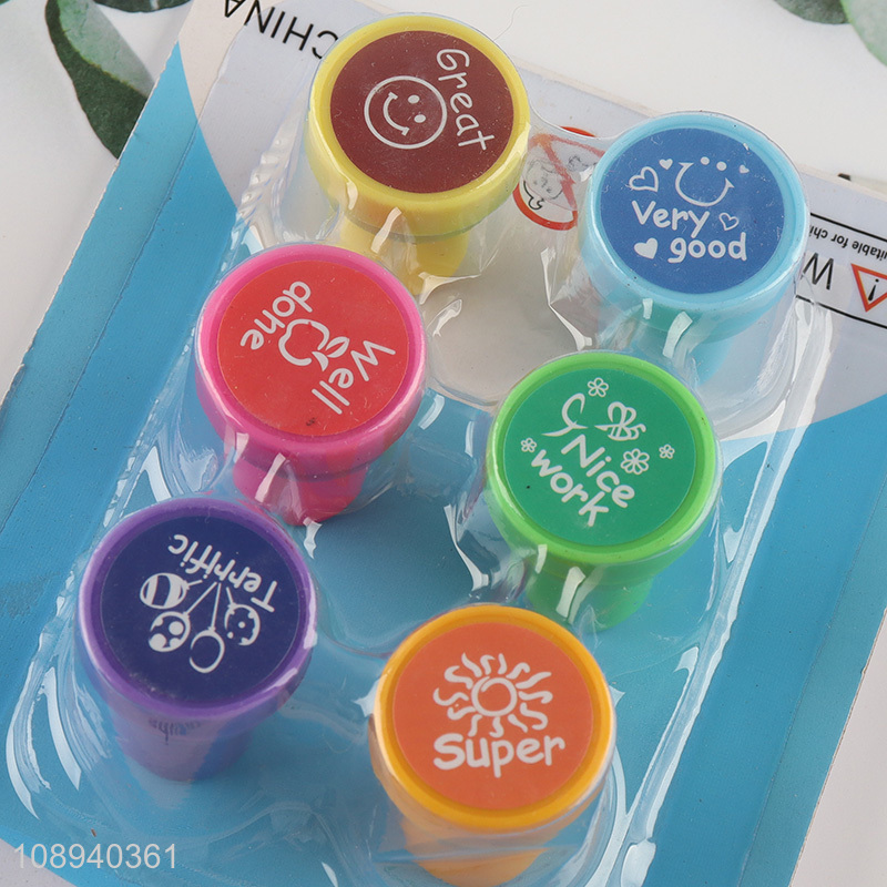 Hot items 6pcs colorful kids school reward stamp set