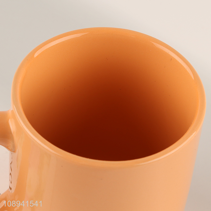 New arrival cute orange ceramic drinking cup water cup with handle