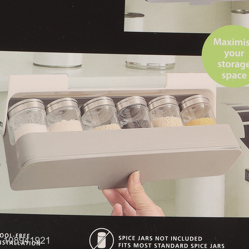 High Quality Plastic Pull Down Under Shelf Spice Rack for Cabinet