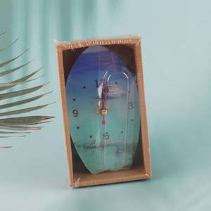 Factory price glass <em>crafts</em> living room table clock for <em>decoration</em>