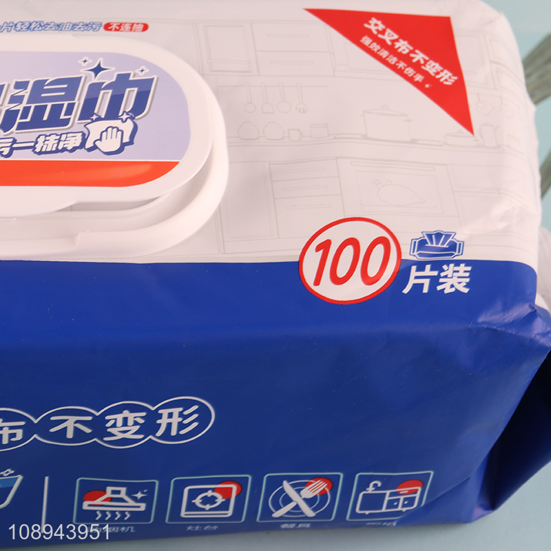 Hot Selling 100PCS Non-Woven Multi-Surface Cleaning Wipes for Kitchen