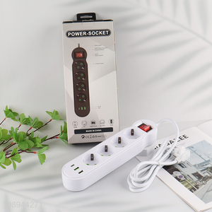 Factory Price EU Surge Protector Power Strip with 2 USB Charging Ports