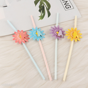 New Arrival 4PCS Flower Drinking Straws Decorative Corktail Straws