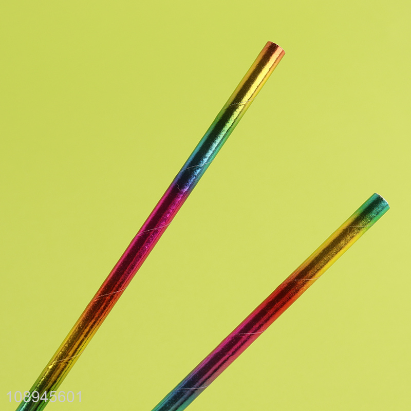 Wholesale Rainbow Color Biodegradable Paper Straws for Drinks