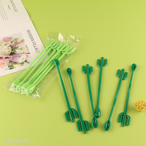 Good Quality 6PCS Cactus Cocktail Coffee Tea Drinks Stirrers Spoons