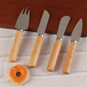 Hot Selling 4PCS Stainless Steel Cheese Knife Set with Wooden Handle