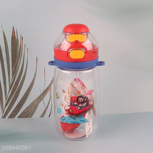 China Imports 550ML Kids Plastic Water Bottle with Strap and Straw