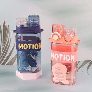 Wholesale 550ML Outdoor Travel Plastic Water Bottle with <em>Straw</em> & Strap