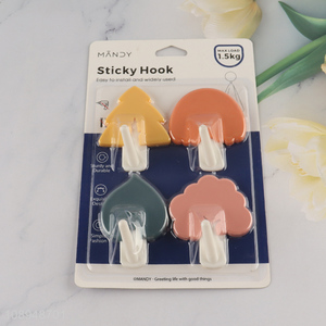 Factory Supply 4PCS Sticky Wall Hooks For Hanging Coat Towel Keys